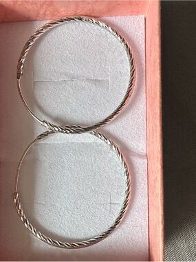 Sterling Silver  925 Twisted Hoop Earrings - Classic Hoop Style